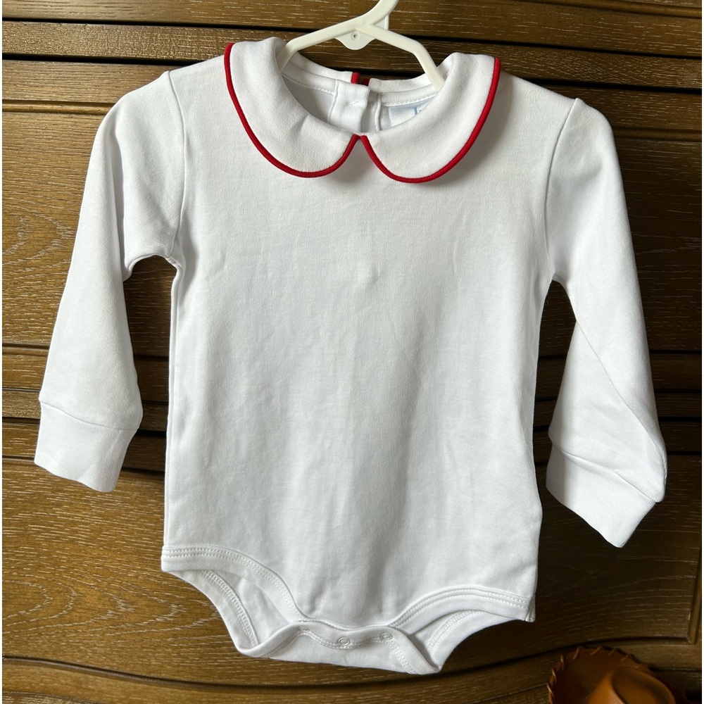 Piped Peter Pan Collar Long Sleeve Shirt Little English 9m